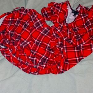 Red plad fitted dress